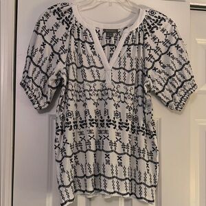 Style & Co. Black and White Patterned Blouse